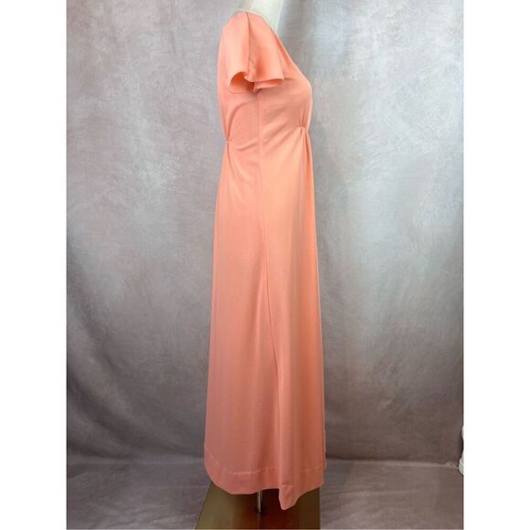 Vintage 1960s 1970s Mod Peach Pinky Maxi Dress Size Small - Picture 5 of 7